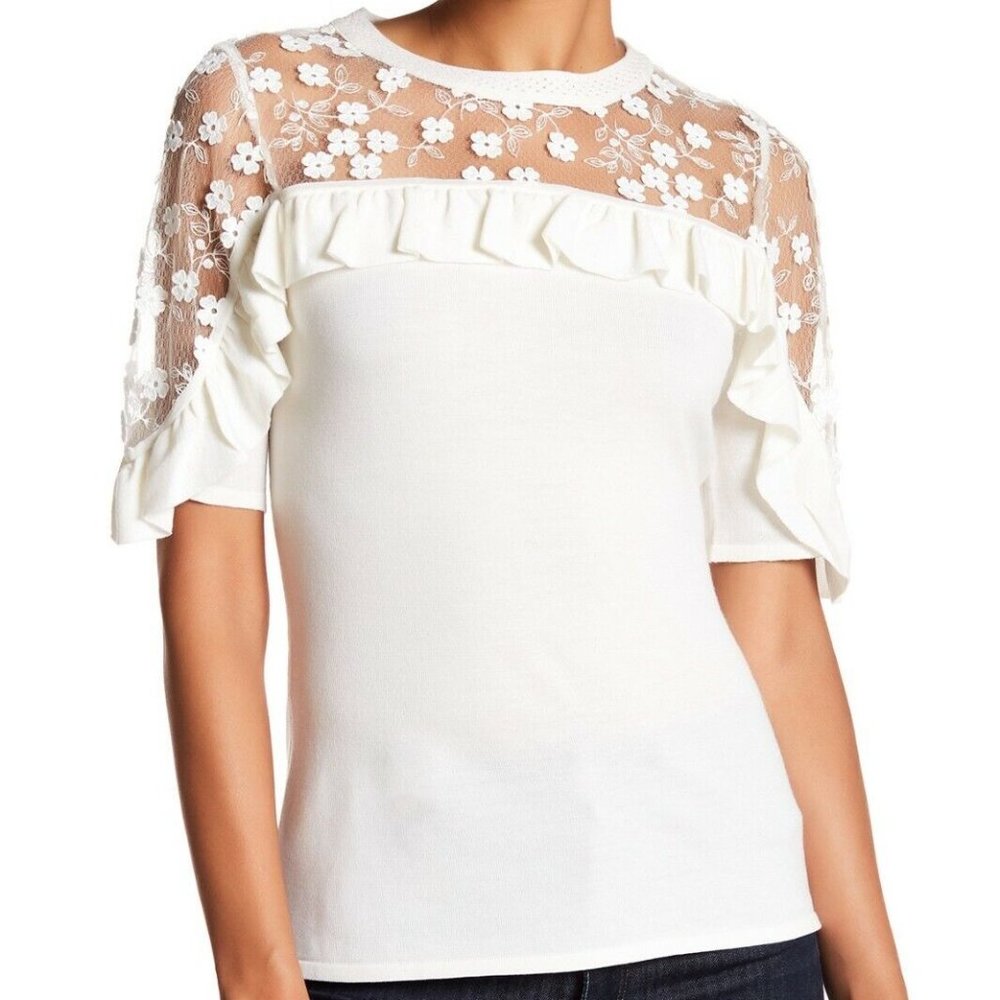 Elie Tahari Flora Sweater in PEACH M